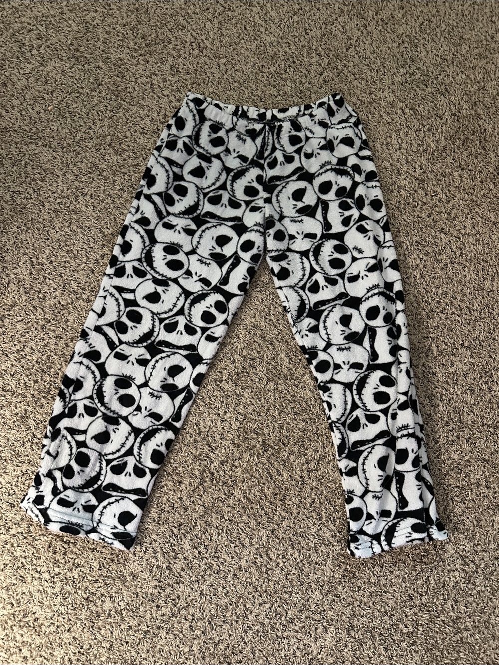 Kids Black & White Skull Face Fleece Pajama Pants